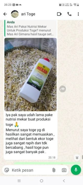 Tangkapan layar WhatsApp — testimoni pengrajin 2