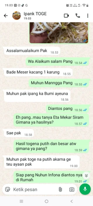 Tangkapan layar WhatsApp — testimoni pengrajin 3